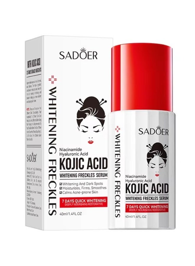 SADOER Kojic Acid Whitening Freckles Serum 40 ml Brightening Dark Spot Removal Skin Tone Repair Facial Care - Image 1